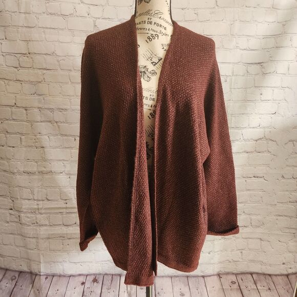 Pink Clover Sweater Womens XL Maroon Stitch Fix Cardigan Open Front Cuff Sleeves - Picture 1 of 9